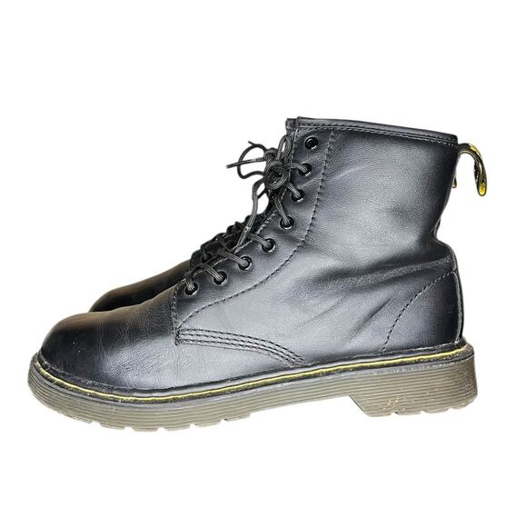 Doc Dr. Martens Delaney Leather Combat Boots Side Zip M4 W5 Black - Picture 1 of 6